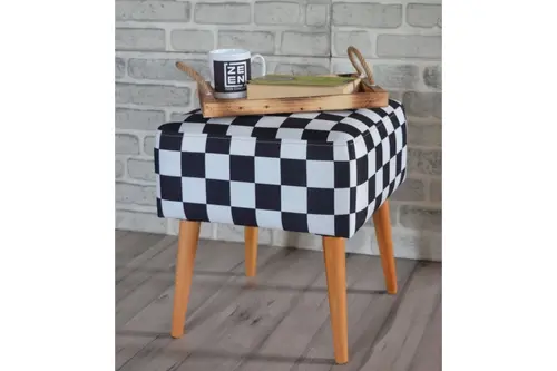 Tubihome Kare Puf, Siyah Beyaz