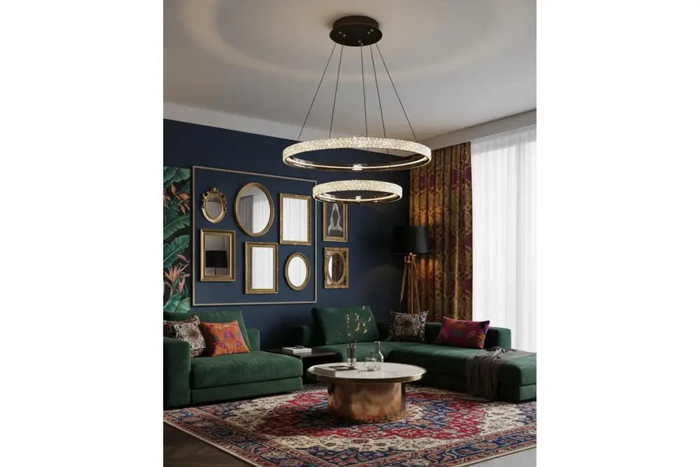Özcan Aydınlatma Cipale İkili Sarkıt, 40+60 Cm (Kumandalı Sistem) Platin Renk, 2734-2A-24