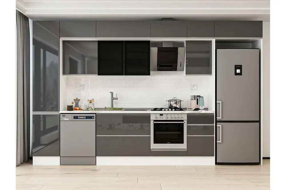 Alvinka 380X240 Cm Mutfak Dolabı, Mbb E90B45S45 3 Antrasit Suntalam
