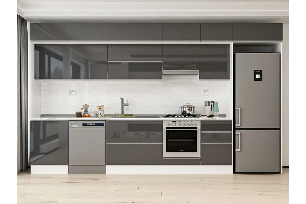 Alvinka 390X240 Cm Mutfak Dolabı, Mb E80S60S50 1 Antrasit Suntalam