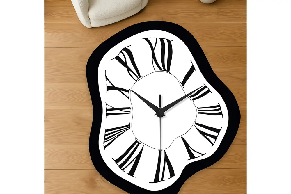 Clock Baskılı Dokuma Taban Halı, 208 Yng, 50X60 Cm