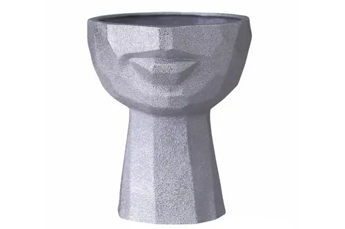 Dokulu Yarım Yüz Saksı Silver Büyük Boy