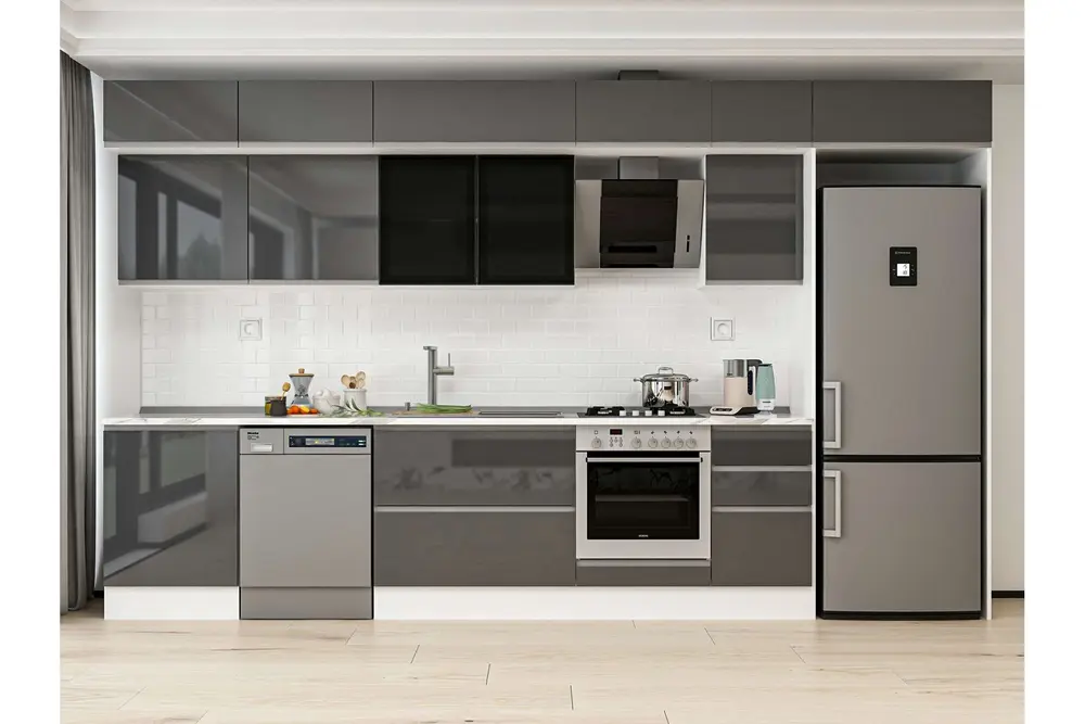 Alvinka 395X240 Cm Mutfak Dolabı, Mb E90S60S45 3 Antrasit Suntalam