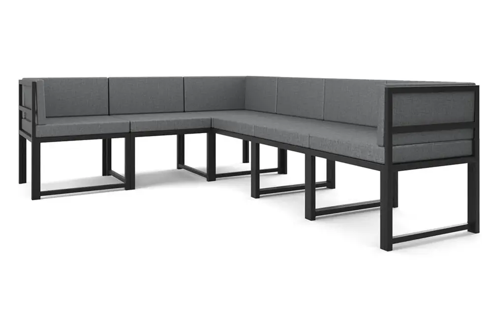 Garden 6 Kişilik Balkon Bahçe Mutfak Köşe Takımı, Gri