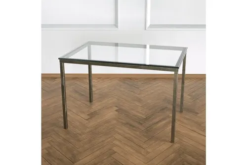 Shiny Yan Sehpa Eskitme Pirinç Ayak Şeffaf Cam Tabla