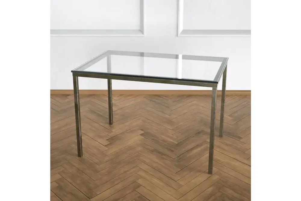 Shiny Yan Sehpa Eskitme Pirinç Ayak Şeffaf Cam Tabla