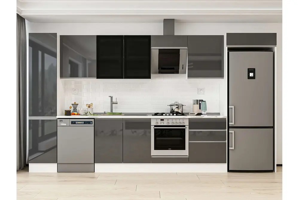 Alvinka 385X222 Cm Mutfak Dolabı, Mbb E80B45S60 3 Antrasit Suntalam