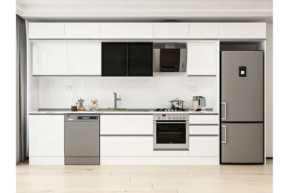 Alvinka 390X240 Cm Mutfak Dolabı, Mb E80S60S50 3 Beyaz Suntalam