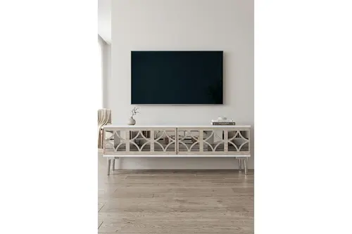 Öz Tv Sehpası Beyaz Traverten Silver 120 Cm Tsa1236Bts