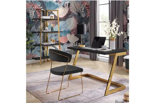 Nysa Gold Metal Çalışma Masası, Siyah