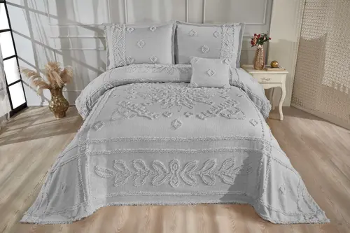 Çapa Home Angela Yatak Örtüsü, Çift Kişilik, Gri