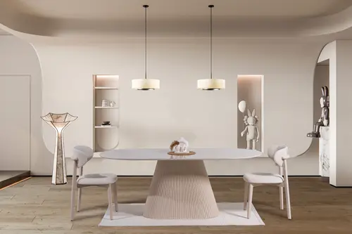 Oslo Mermer Baskı Mdf Yemek Masası