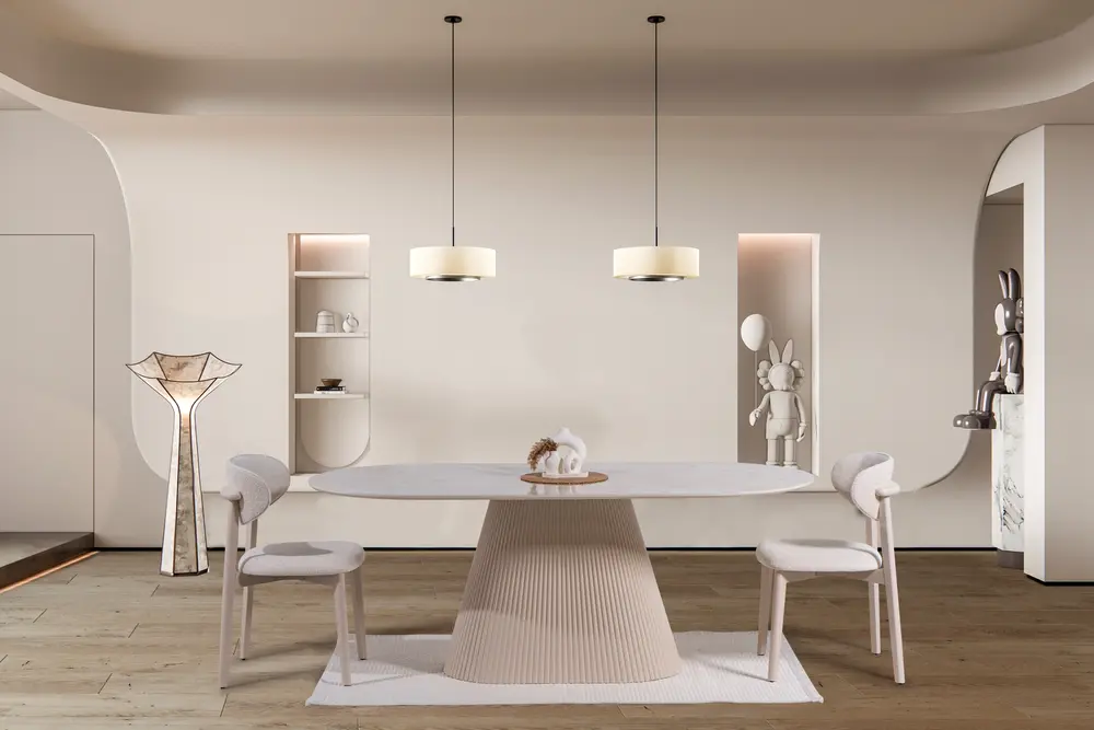 Oslo Mermer Baskı Mdf Yemek Masası