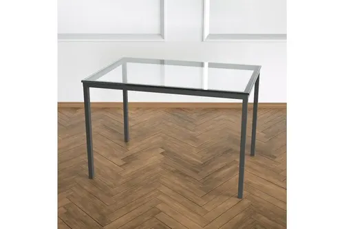 Shiny Yan Sehpa Siyah Ayak Şeffaf Cam Tabla