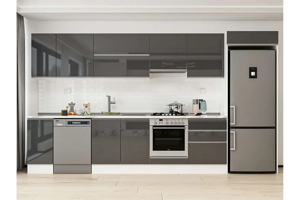 Alvinka 380X222 Cm Mutfak Dolabı, Mb E80S40S60 1 Antrasit Suntalam