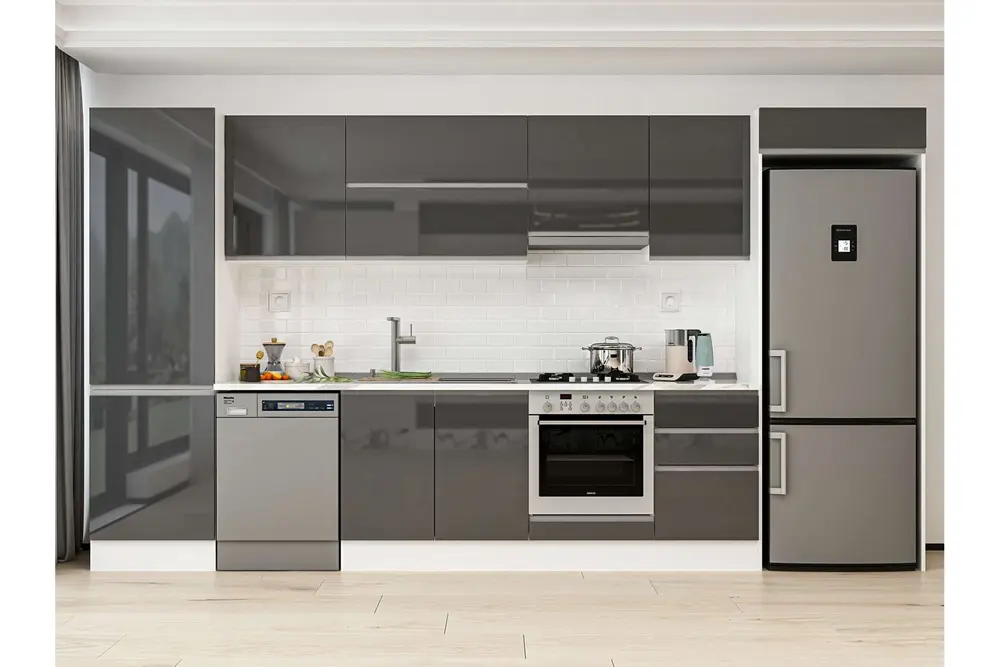 Alvinka 400X222 Cm Mutfak Dolabı, Mbb E90B60S50 1 Antrasit Suntalam