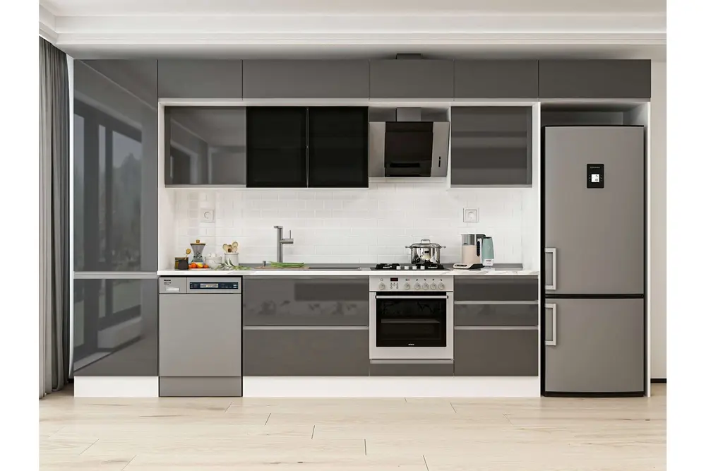Alvinka 410X240 Cm Mutfak Dolabı, Mbb E90B60S60 3 Antrasit Suntalam