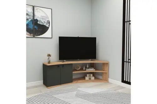 Termera 2 Kapaklı Köşe Tv Sehpası, Atlantik Çam Antrasit