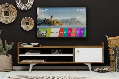 Esmob Ticaba Tv Sehpası, Meşe-Beyaz