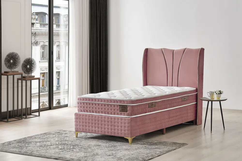 Bella Baza Başlık Yatak Seti, Pembe, 90X190