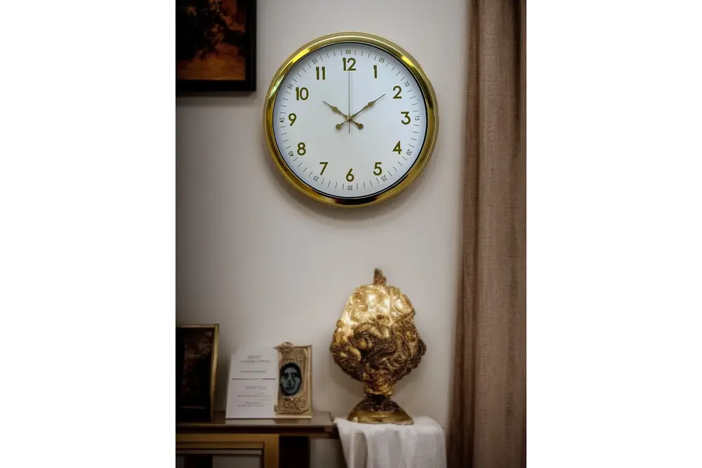 Elegant Gold Frame Metal Duvar Saati 40 Cm