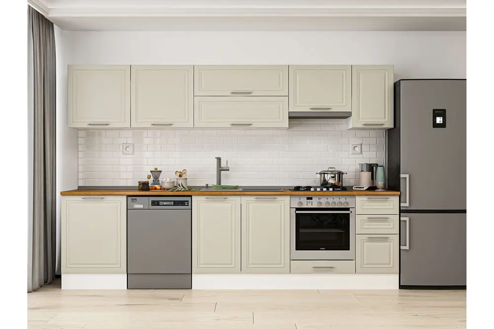 Alvinka 300X210 Cm Klasik Mebran Mutfak Dolabı, M E80S60S40 1 Mebran Kumtaşı Suntalam