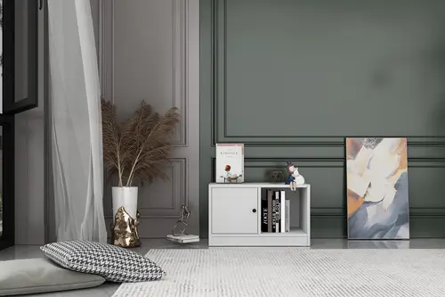 Leksa Tek Kapaklı Raflı Kitaplık 65 Cm Beyaz Ktp-1204-Ç