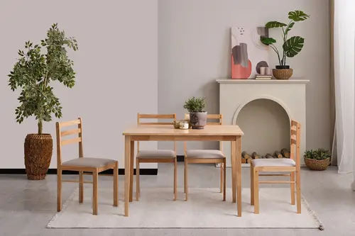Ljunberg Ahşap Mutfak Masa Takımı, 4 Sandalyeli, 70X110