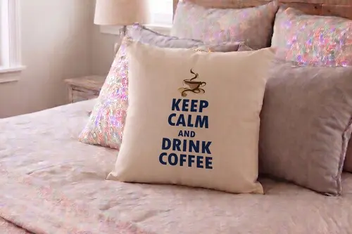 Maki Home Transfer Baskılı Desenli Kırlent Kılıfı, Keep Calm Desenli, 41X41 Cm
