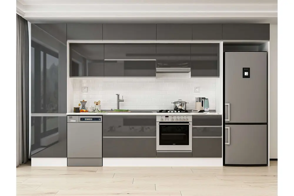 Alvinka 390X240 Cm Mutfak Dolabı, Mbb E80B60S50 1 Antrasit Suntalam