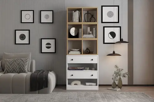 Zara Salon Kitaplığı Dolabı Çekmeceli Tv Yanı Mini Konsol Pnr Ktp 1111