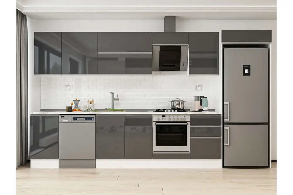 Alvinka 375X222 Cm Mutfak Dolabı, Mb E80S45S50 2 Antrasit Suntalam