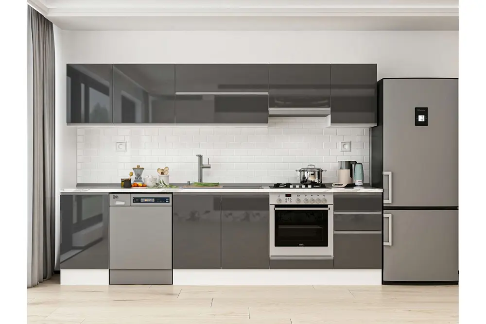 Alvinka 300X210 Cm Mutfak Dolabı, M E90S45S45 1 Antrasit Suntalam