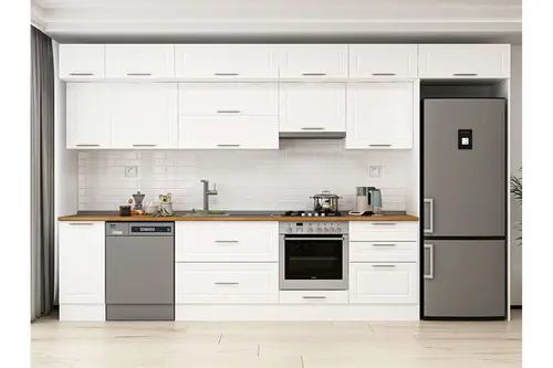 Alvinka 380X240 Cm Klasik Mebran Mutfak Dolabı, Mb E80S40S60 1 Mebran Beyaz Suntalam