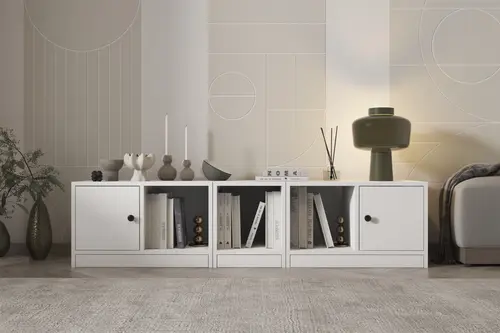Leksa 2 Kapaklı Raflı Kitaplık 160 Cm Beyaz Ktp-1194-Ç