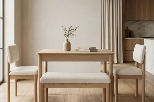 Nuu Mutfak Masa Takımı,İki Sandalye, Sırtsız Bench