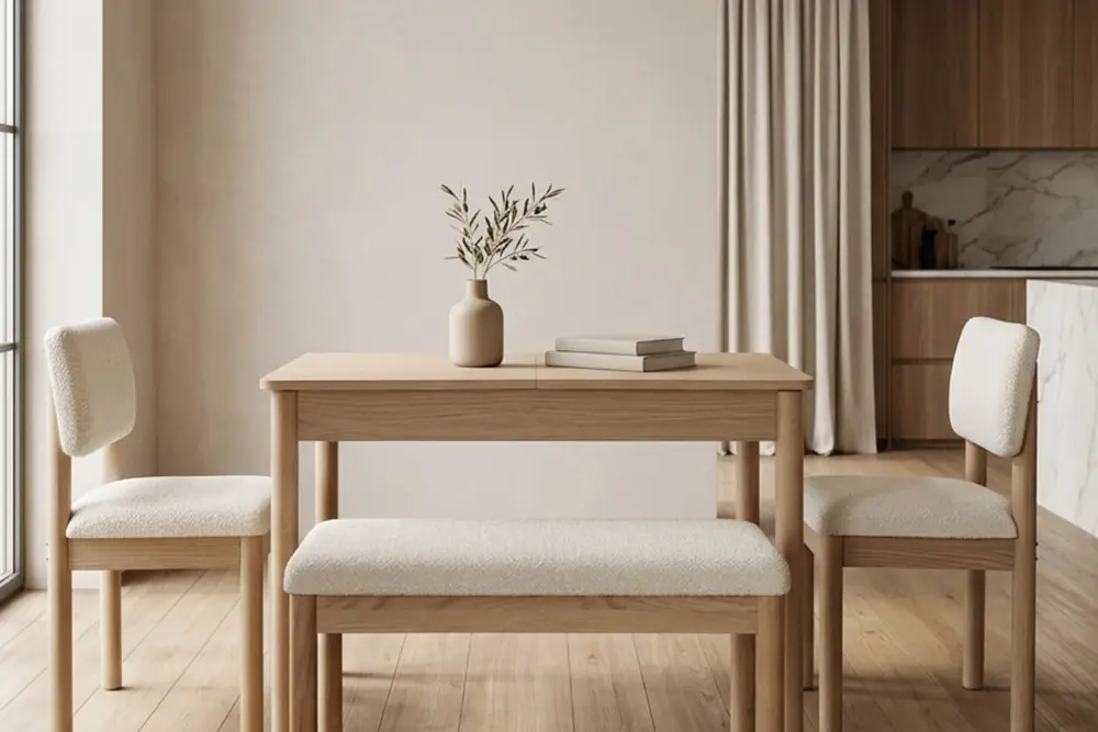 Nuu Mutfak Masa Takımı,İki Sandalye, Sırtsız Bench