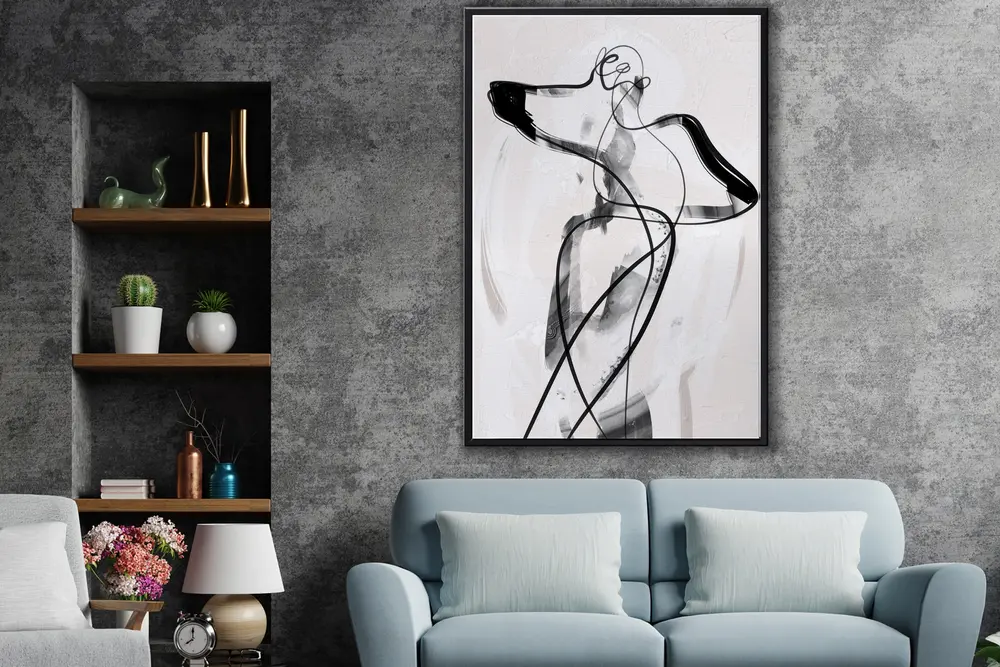 Ahşap Traverten Dokulu Soyut Resım Tablo, 60X90, 10