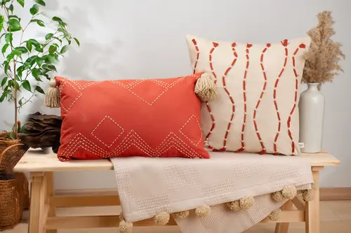 Dfn Home Wave İkili Kırlent Seti, Kahverengi