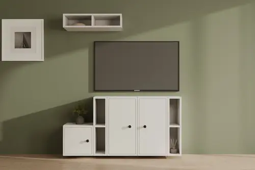 Leron Penta Modül Ev Ve Ofis Kullanımına Uygun 3 Kapaklı Duvara Monte Tv Ünitesi