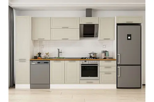 Alvinka 375X222 Cm Klasik Mebran Mutfak Dolabı, Mbb E80B45S50 2 Mebran Kumtaşı Suntalam