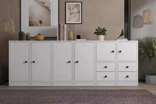 Consola Dolaplı Çekmeceli Konsol Beyaz 195 Cm Kns-1085-Ç
