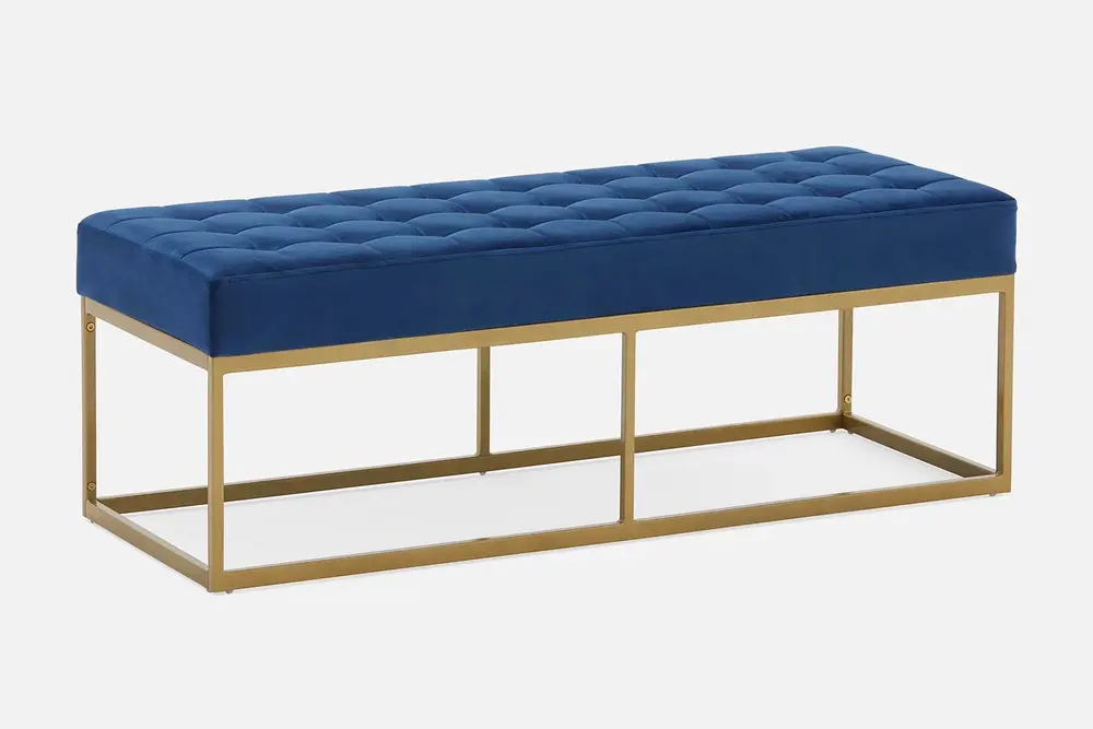 Camron Gold Metal Bench, Mavi