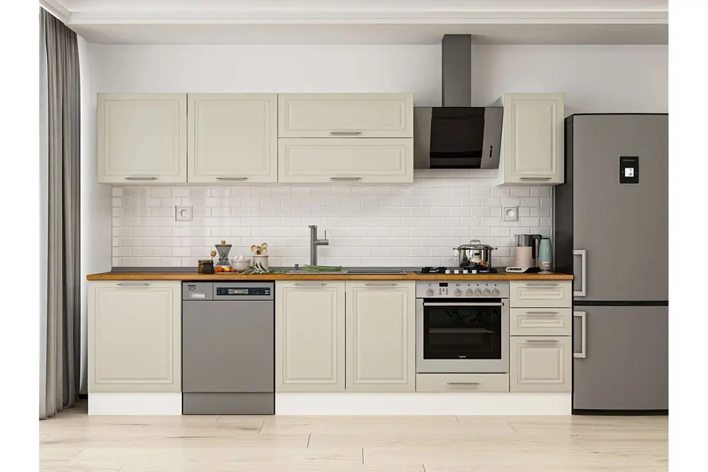 Alvinka 300X210 Cm Klasik Mebran Mutfak Dolabı, M E80S60S40 2 Mebran Kumtaşı Suntalam