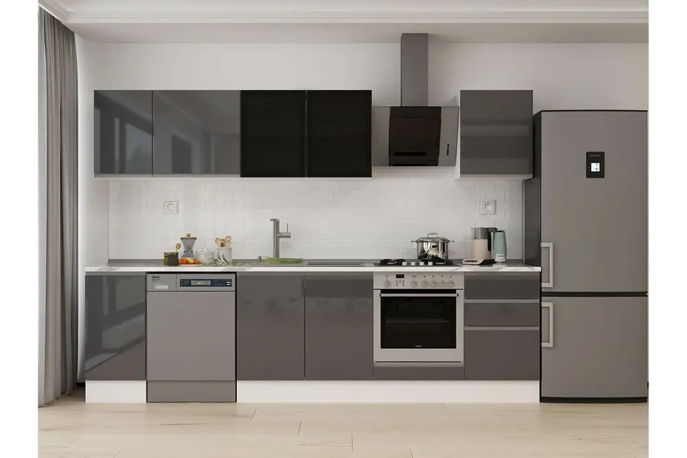 Alvinka 300X210 Cm Mutfak Dolabı, M E90S40S50 3 Antrasit Suntalam