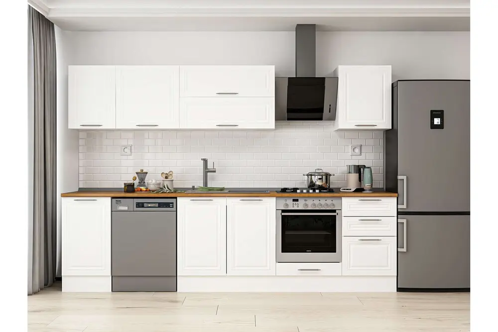 Alvinka 305X210 Cm Klasik Mebran Mutfak Dolabı, M E90S45S50 2 Mebran Beyaz Suntalam