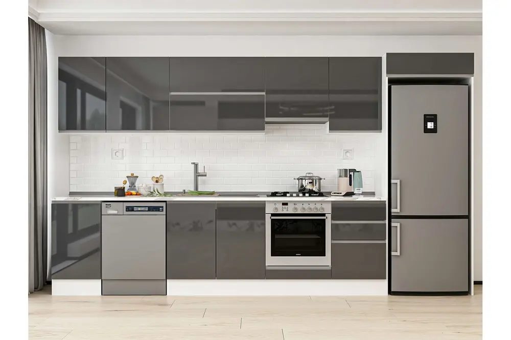 Alvinka 375X222 Cm Mutfak Dolabı, Mb E80S45S50 1 Antrasit Suntalam
