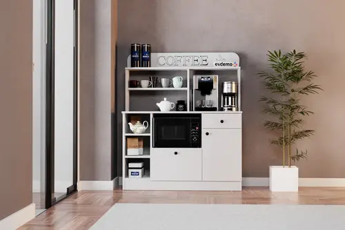 Barista Kahve Köşesi Çok Amaçlı Dolap, Beyaz