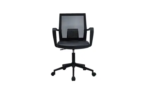 Mesh Deri Döşeme Ofis Sandalyesi, Metal Ayaklı, Siyah