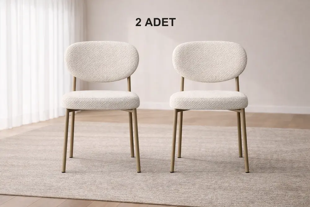 Damla Sandalye, Krem Puffy Cappuccino (2Adet)